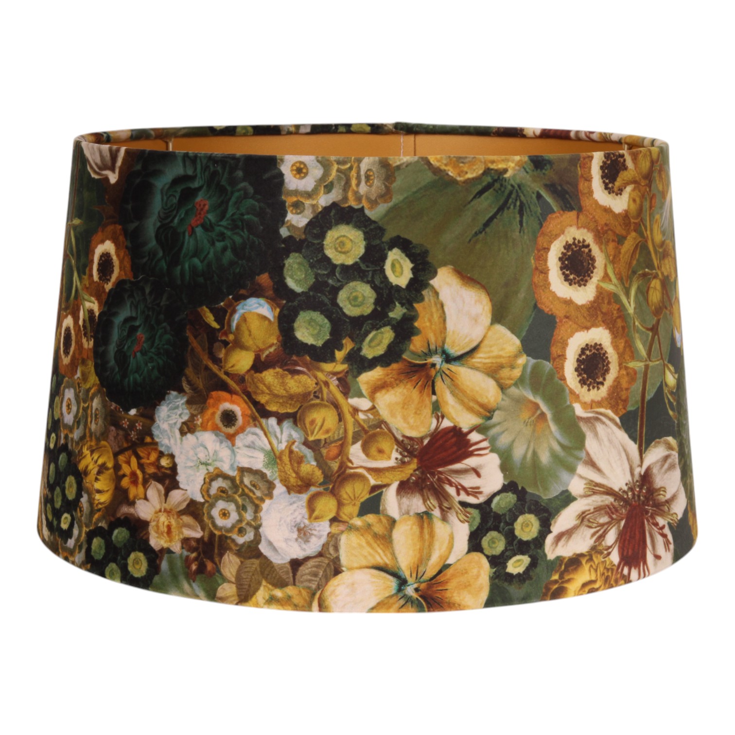 Lampenkap 40 cm - Bloemenprint - Goud - Stof