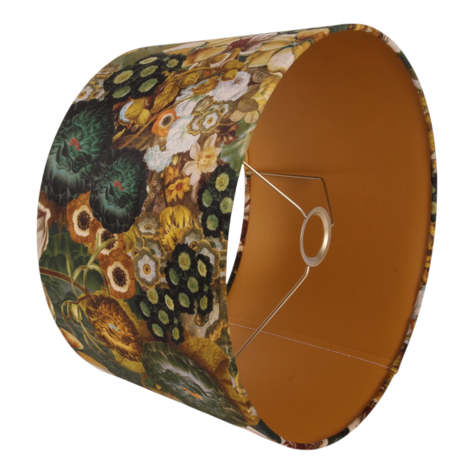 Lampenkap 40 cm - Bloemenprint - Goud - Stof