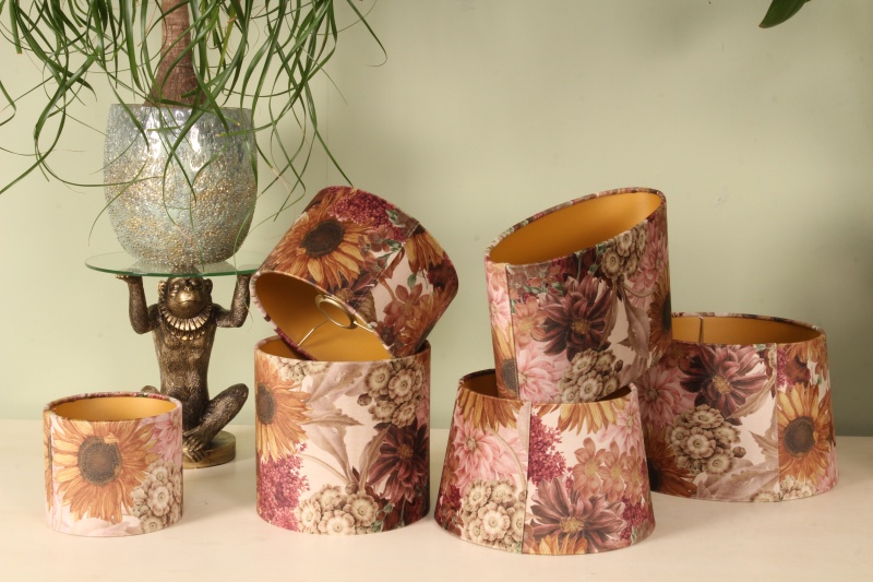 Lampshade 40 cm - Floral Print - Pink - Fabric