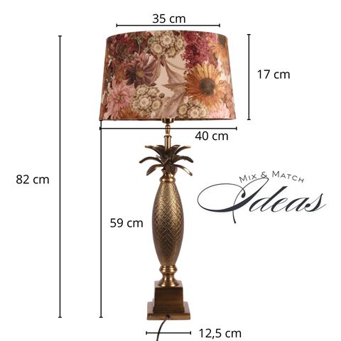 Lampenkap 40 cm - Bloemenprint - Roze - Stof