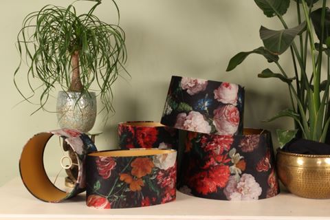 Lampenkap 50 cm - Bloemenprint - Rood - Stof
