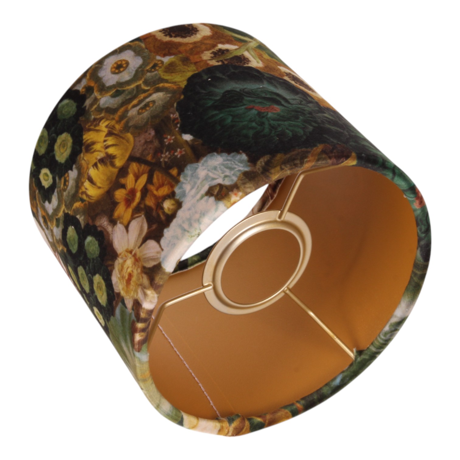 Lampenkap 20 cm - Bloemenprint - Goud - Stof