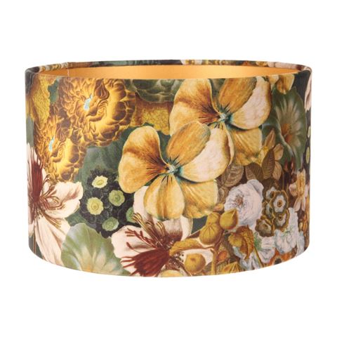 Lampenkap 25 cm - Bloemenprint - Goud - Stof
