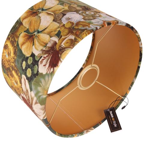 Lampenkap 25 cm - Bloemenprint - Goud - Stof
