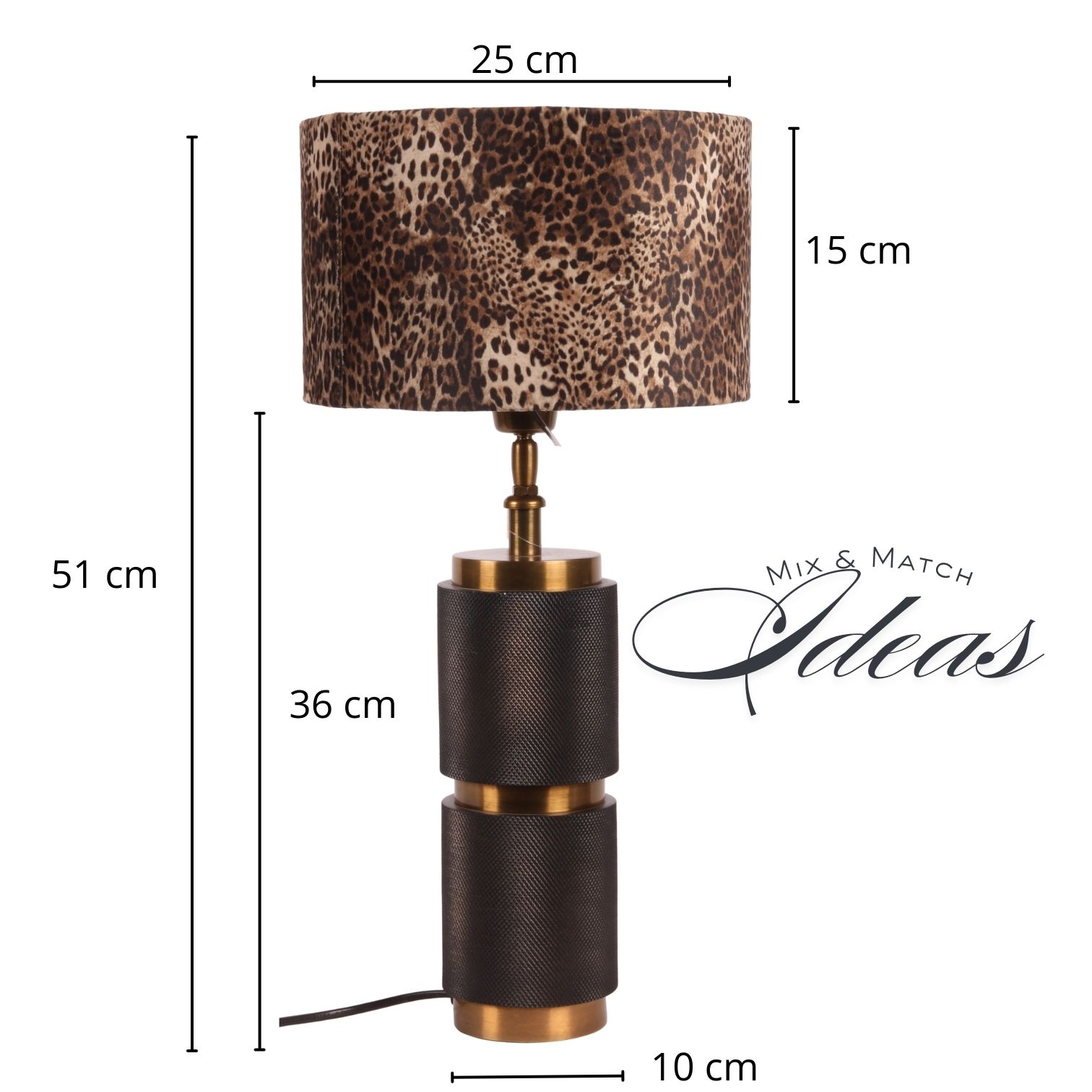 Abat-jour 25 cm - Imprimé girafe - Marron - Tissu