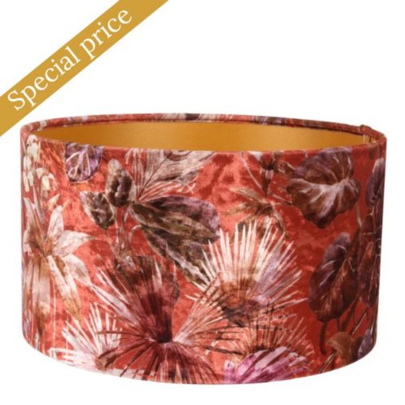 Lampenkap 30 cm - Bloemenprint - Rood - Stof