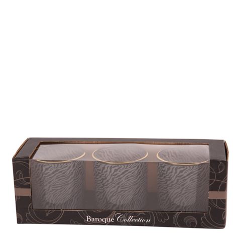 Tealight Holder 8 cm - Zebra Print - Black - Glass