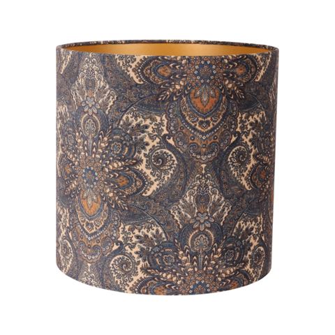 Lampshade 30 cm - Retro Print - Blue - Fabric