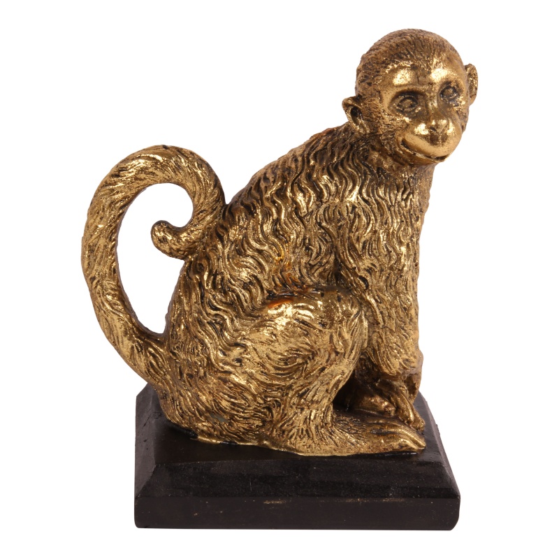 Boekensteun Set/ 2 Aap 18 cm - Goud - Resin