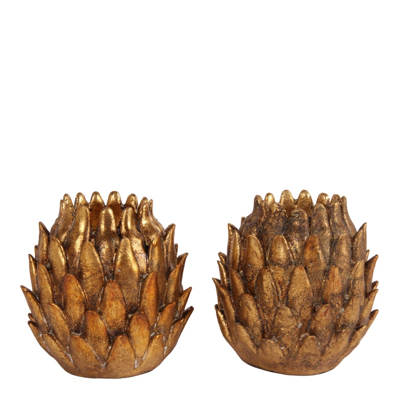 Tea light holder Artichoke 9 cm - Gold