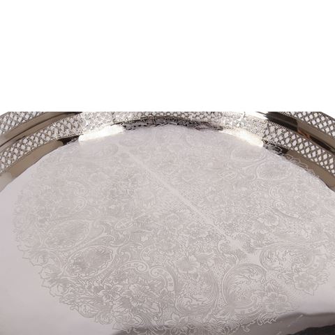 Plateau Miroir 63 cm - Argent - Laiton