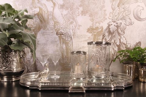 Plateau cuivre/miroir 85 cm