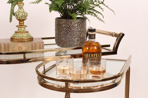 Chariot de Bar 83 cm - Or - Verre & Acier