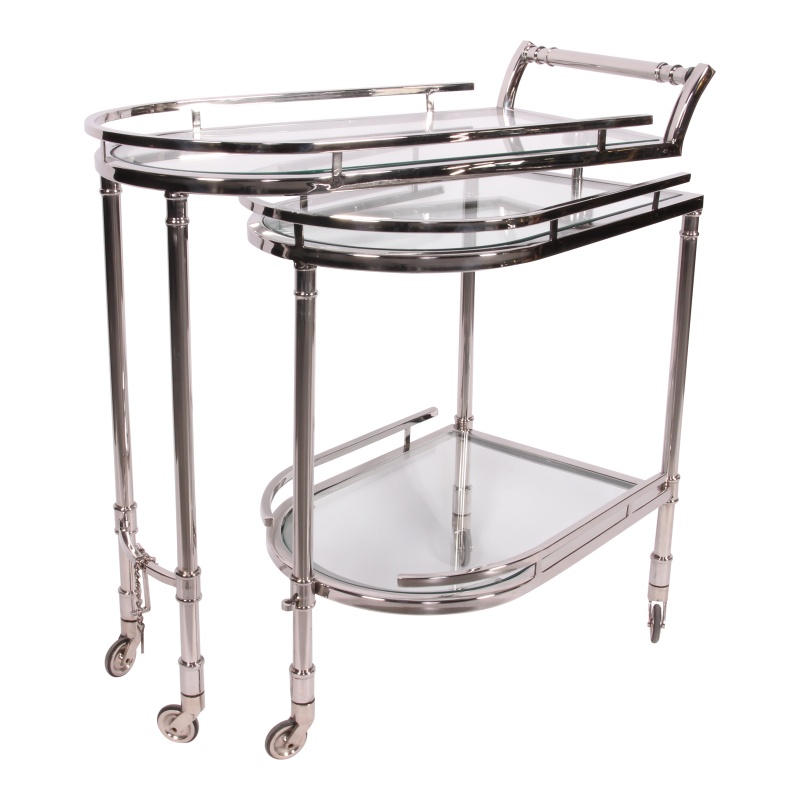 Bar Trolley 83 cm - Zilver - Glas & Staal
