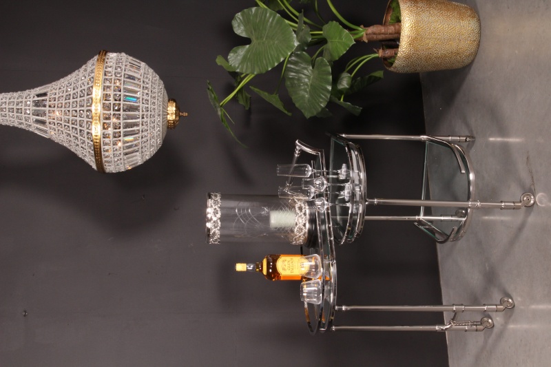 Bar Trolley 83 cm - Zilver - Glas & Staal