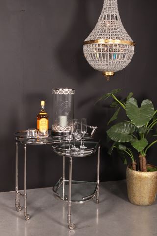 Bar Trolley 83 cm - Zilver - Glas & Staal