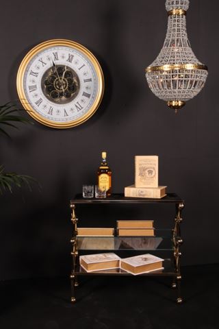 Magazine Rack Side Table 76 cm - Gold - Steel & Glass