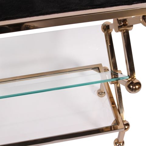 Magazine Rack Side Table 76 cm - Gold - Steel & Glass