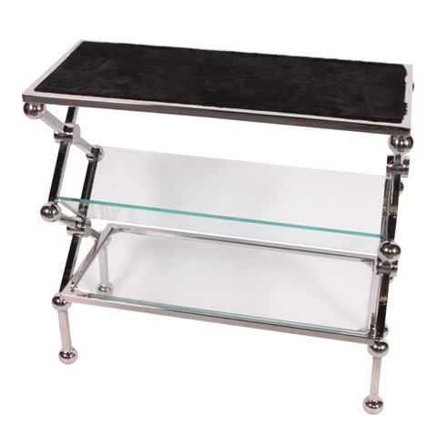 Magazine Rack Side Table 76 cm - Silver - Steel & Glass
