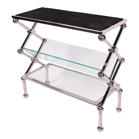 Magazine Rack Side Table 76 cm - Silver - Steel & Glass