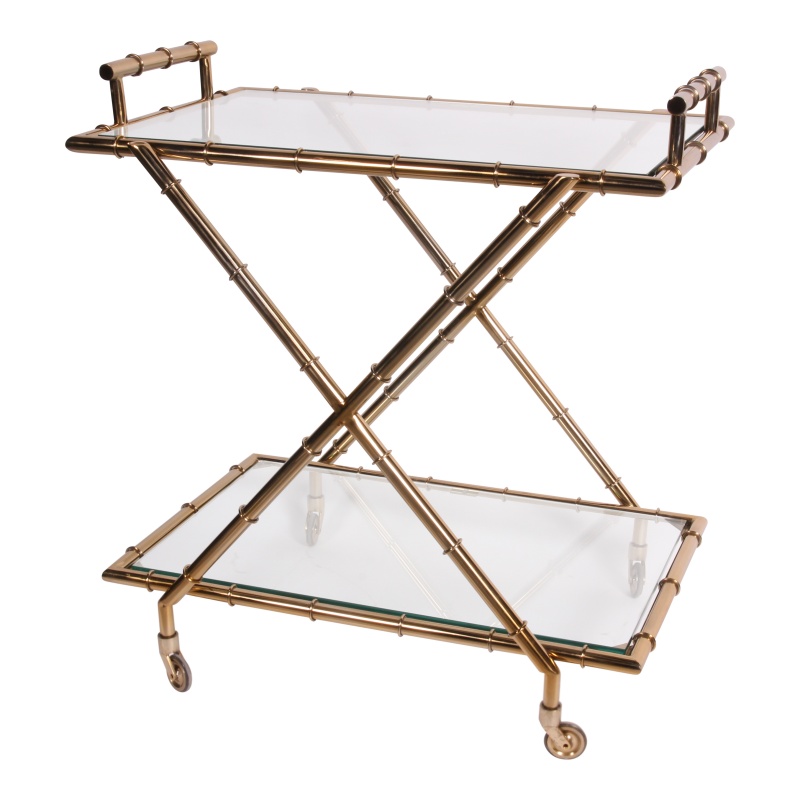 Serveer Trolley 88 cm - Goud - Glas & Staal