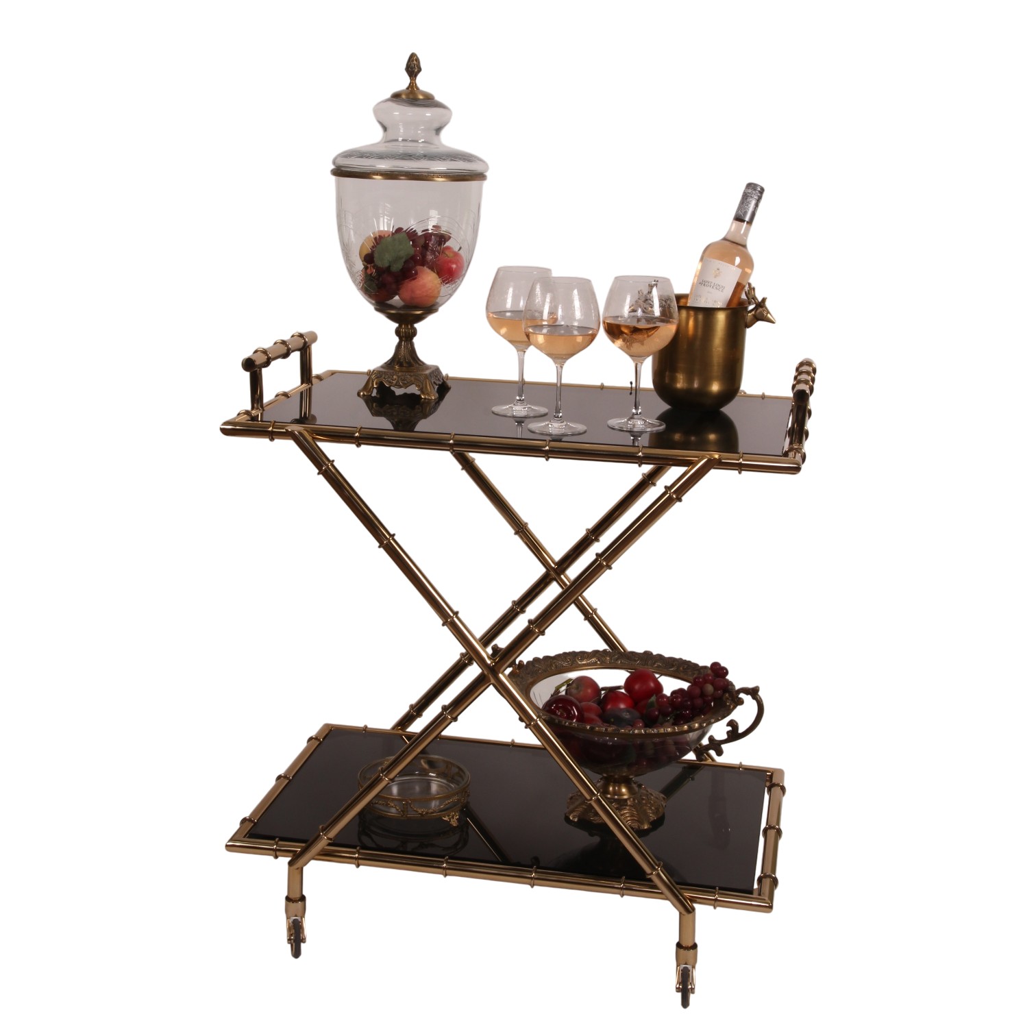 Serveer Trolley 88 cm - Goud - Glas & Staal