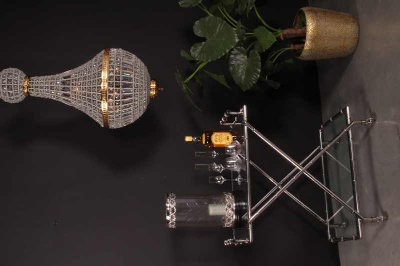 Serveer Trolley 88 cm - Zilver - Glas & Staal