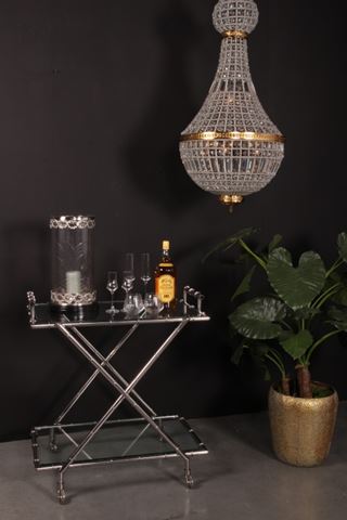 Serveer Trolley 88 cm - Zilver - Glas & Staal