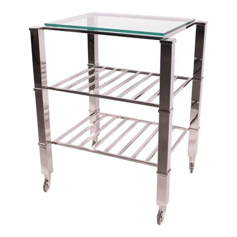 Wine Rack Side Table 75 cm - Silver - Steel & Glass