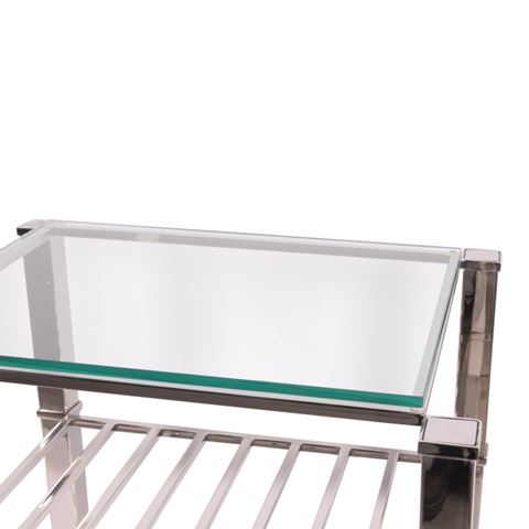 Wine Rack Side Table 75 cm - Silver - Steel & Glass