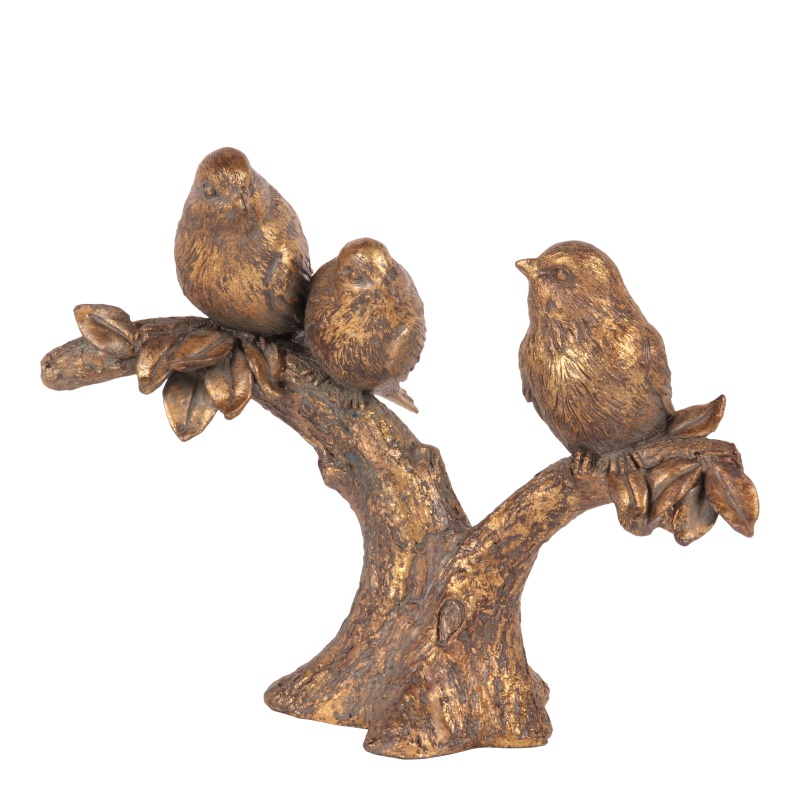 Vogels op tak resin 25 cm