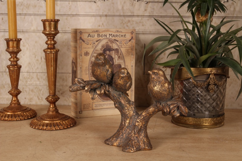 Vogels op tak resin 25 cm