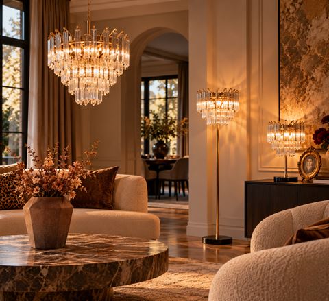 Vloerlamp Ariana 165 cm - Goud - Ijzer & Glas