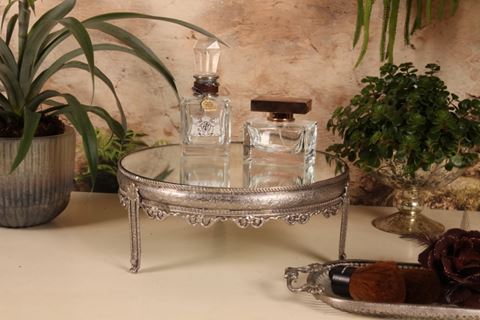 Plateau Miroir 26 cm - Argent - Laiton / Verre