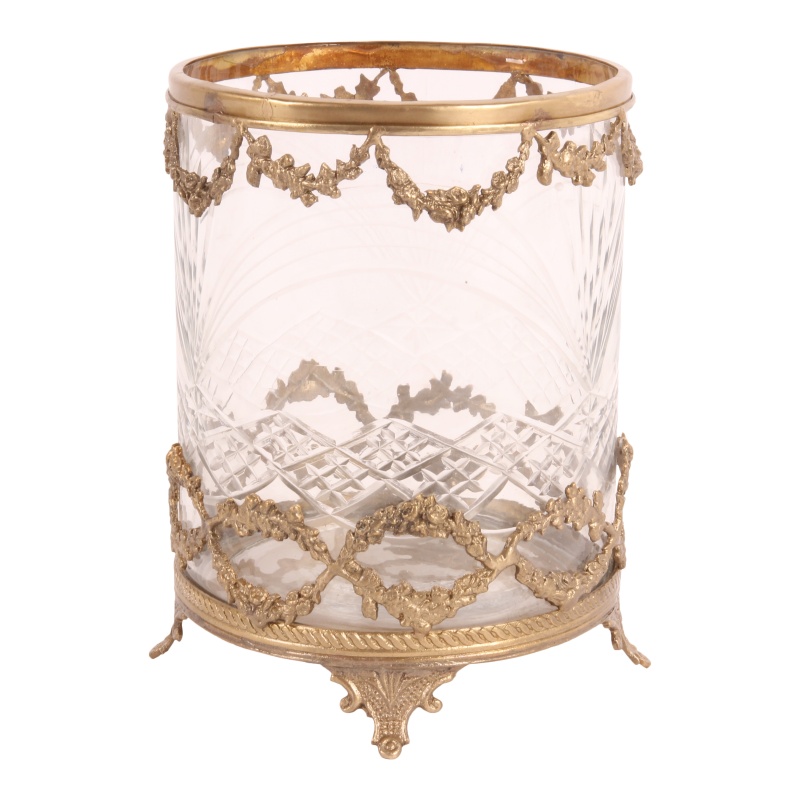 Windlicht 18 cm - Goud - Koper / Glas