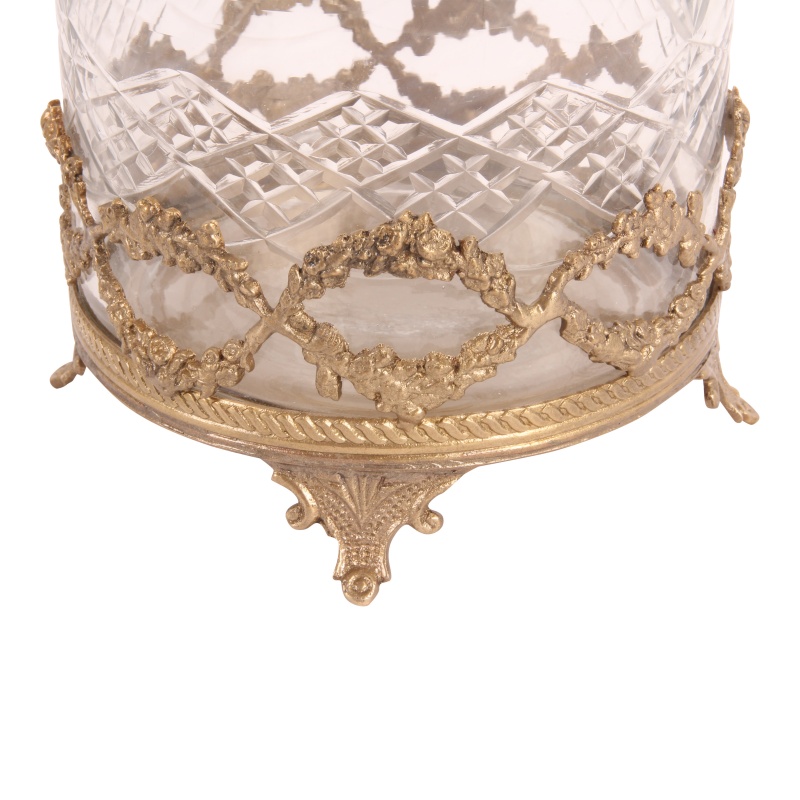 Windlicht 18 cm - Goud - Koper / Glas