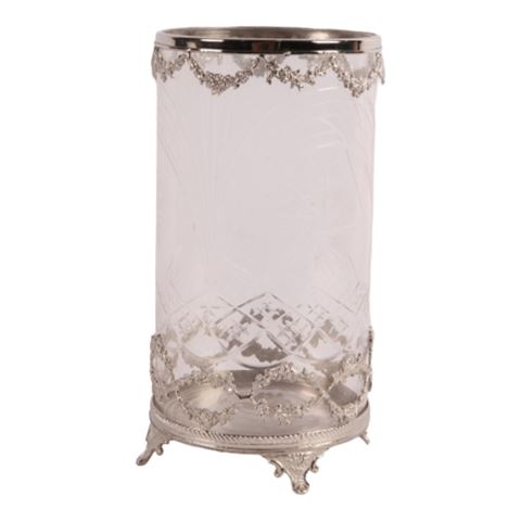 Windlicht 27 cm - Zilver - Koper / Glas