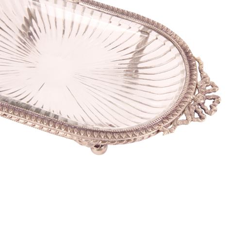 Tray Oval 18 cm - Silver - Brass / Glass