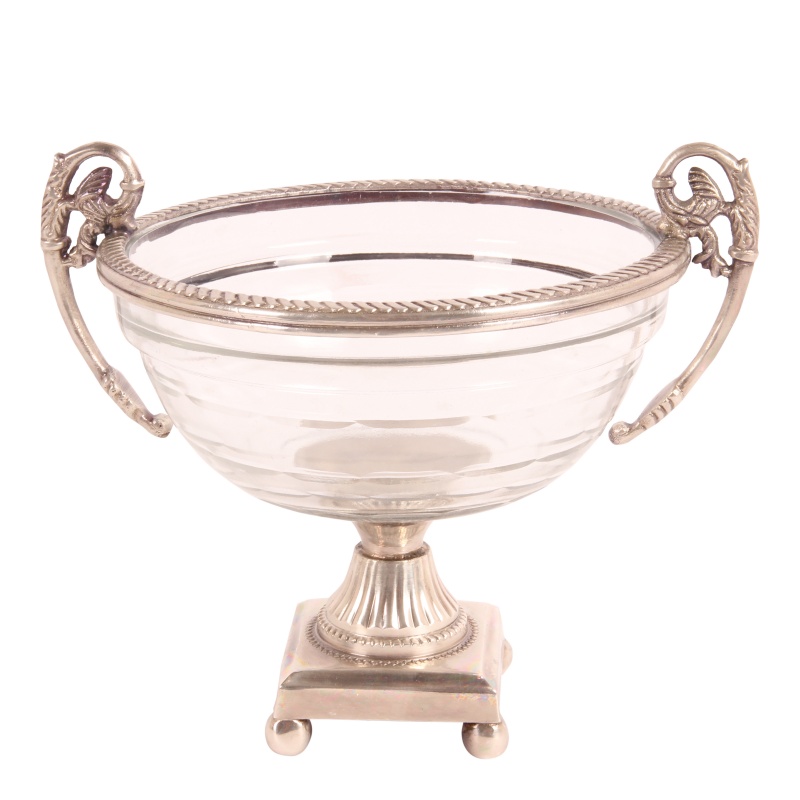 Bonbonnière on Base 15.5 cm - Silver - Brass / Glass