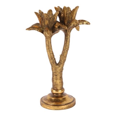 Kandelaar Palmboom 24 cm - Goud - Resin