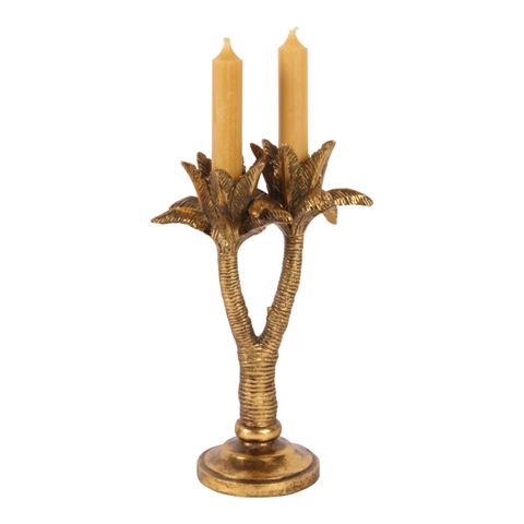 Kandelaar Palmboom 24 cm - Goud - Resin