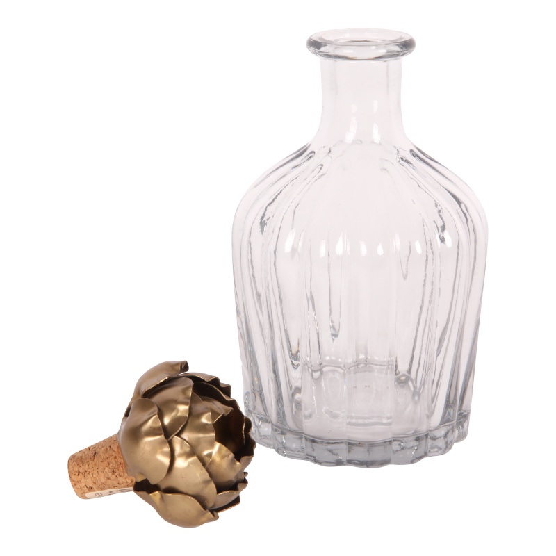 Deco fles met rozen stopper 18 cm