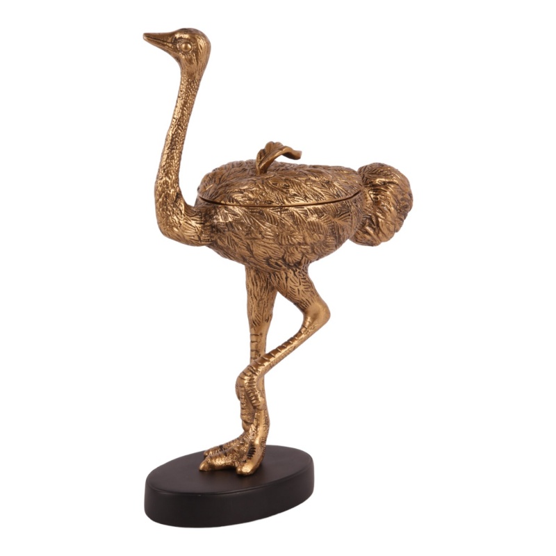 Boîte de rangement déco Autruche cuivre 32 cm