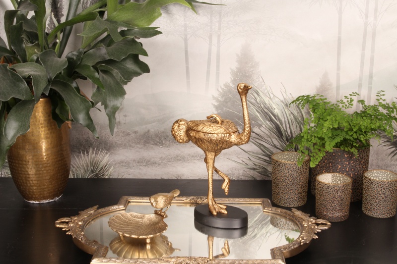 Boîte de rangement déco Autruche cuivre 32 cm