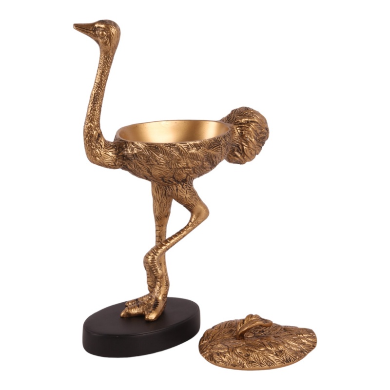 Boîte de rangement déco Autruche cuivre 32 cm