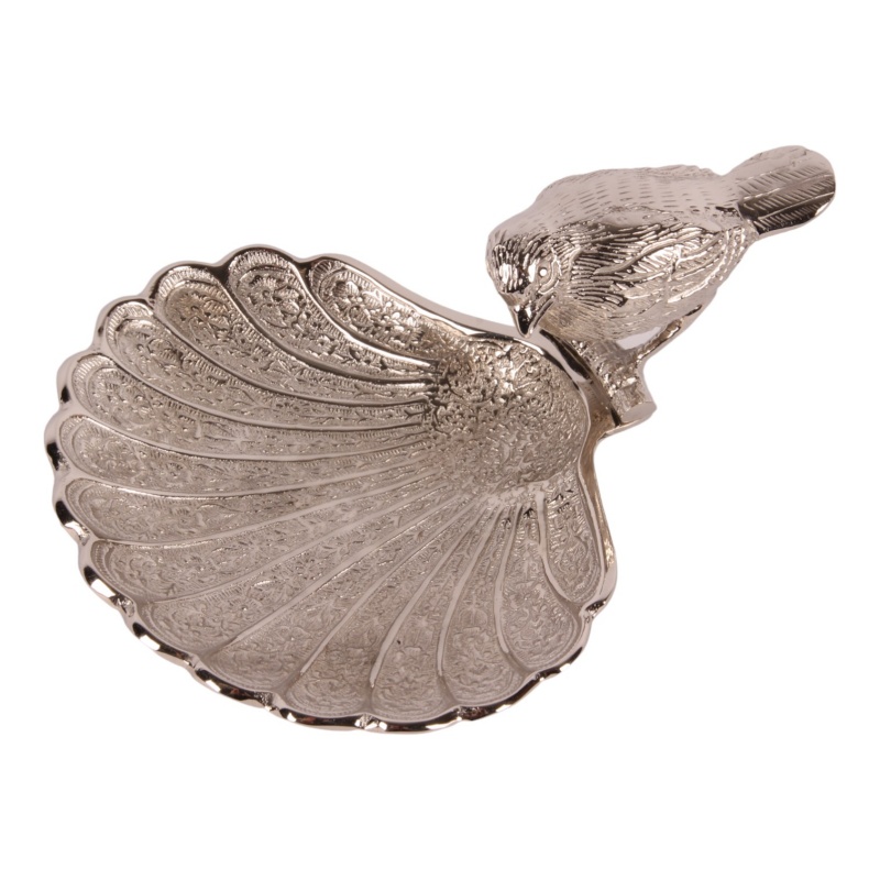 Deco presenteerschaal Vogel koper 18 cm