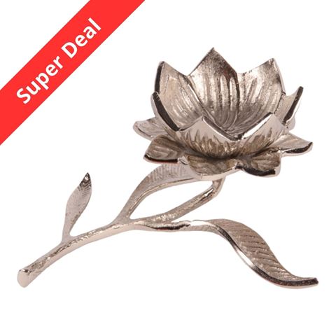 Theelichthouder Bloem 7,5 cm - Zilver - Koper