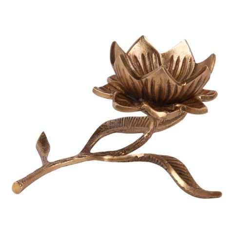 Theelichthouder Bloem 7,5 cm - Goud - Koper