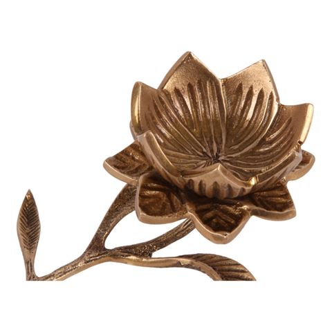 Theelichthouder Bloem 7,5 cm - Goud - Koper