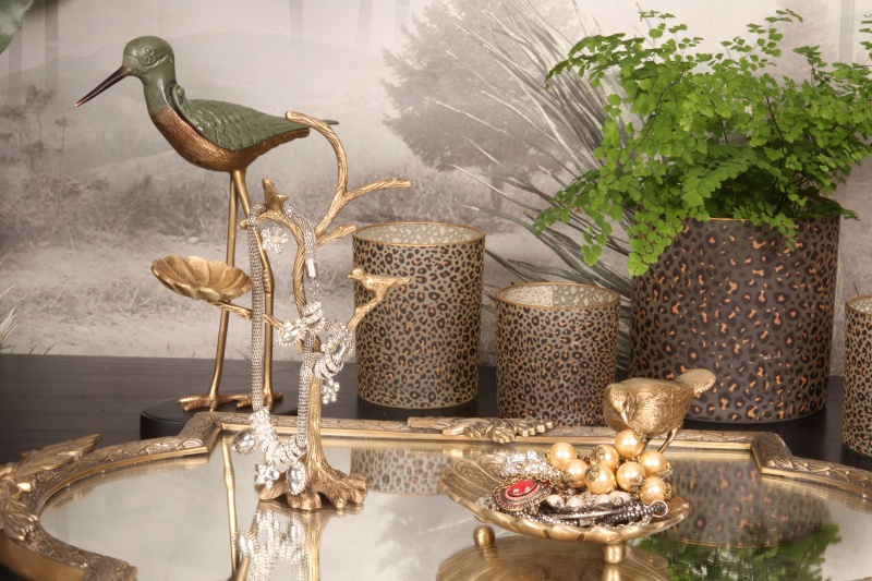 Boîte de rangement déco Oiseau cuivre 28 cm